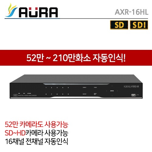 AXR-16HL / EX-SDI+HD-SDI+AHD+TVI+CVI+SD 모든신호 인식 16채널 하이브리드 녹화기(하드미포함)