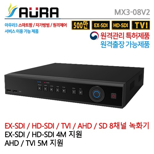 MX3-08V2 , 8채널 , EX-SDI , HD-SDI , TVI , AHD , SD , IP호환/원격출장 가능제품!!