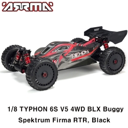 아르마 타이푼 V5 ARRMA 1:8 TYPHON 6S V5 4WD BLX Buggy with Spektrum Firma RTR, Black ARA8606V5