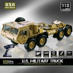 8륜 밀리터리 트럭 led 멀펑 버젼1/12 RC US Military Truck Model Metal 8*8 Chassis Car Motor hg-P802 밀리터리 사막색