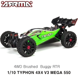 타이푼 ARRMA 1/8 TYPHON 4X4 V3 MEGA 550 Brushed Buggy RTR, Green ARA4206V3